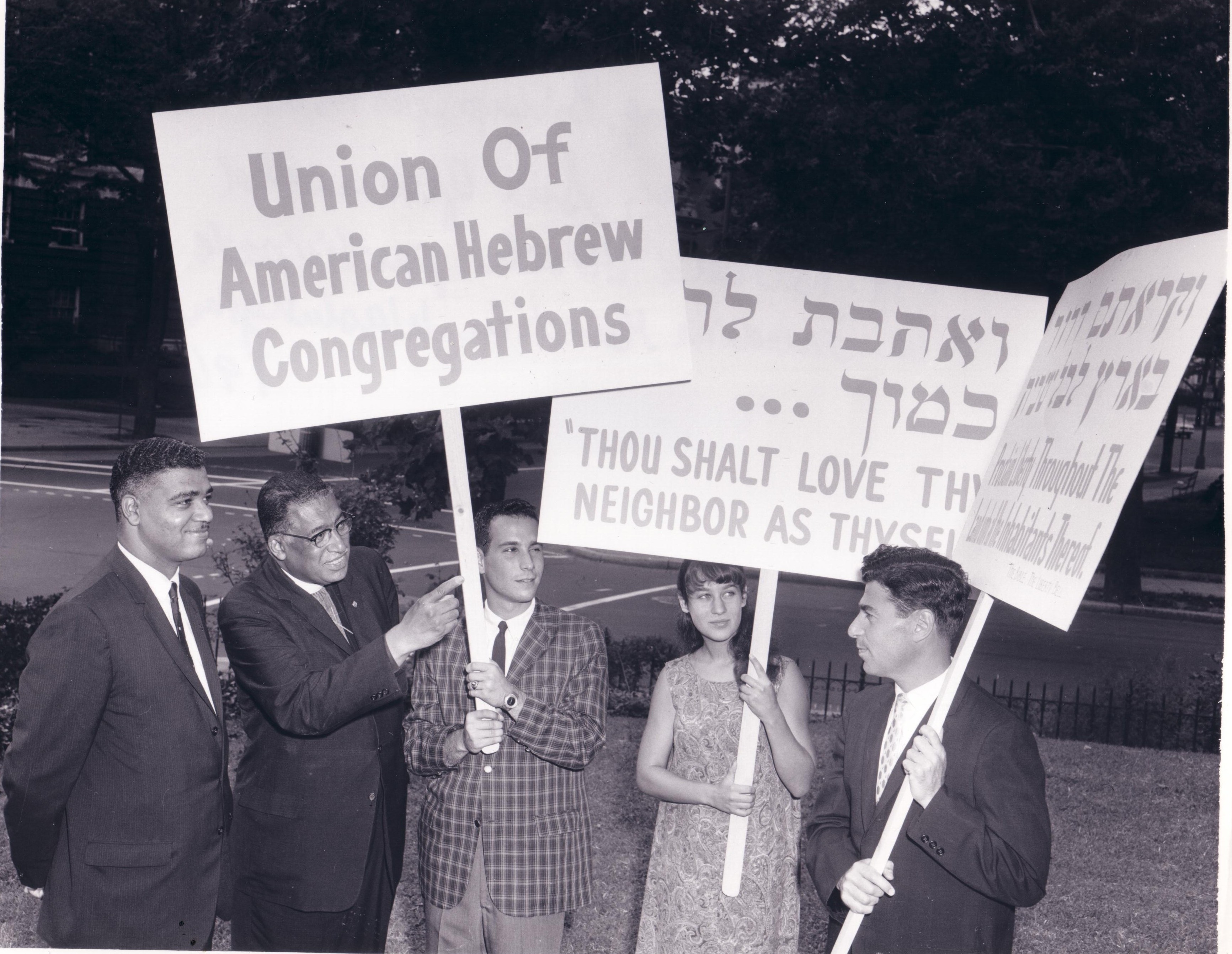 Kivie Kaplan and protestors in 1950s