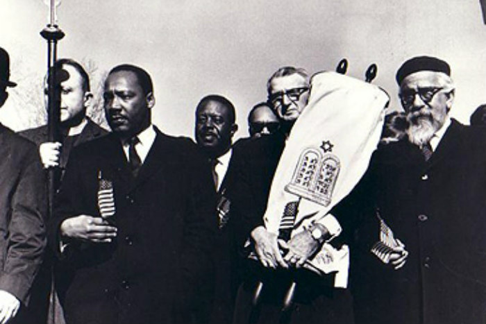 Rabbi Abraham Joshua Heschel marching in Selma with MLK and others