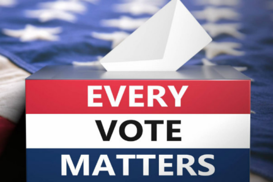 Every vote matters written on a ballot box