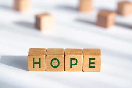 four blocks that spell out the word hope